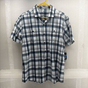 Kuhl Styk Mens XL NEW Blue Heron Plaid Short Sleeve Button Shirt HIking Outdoors